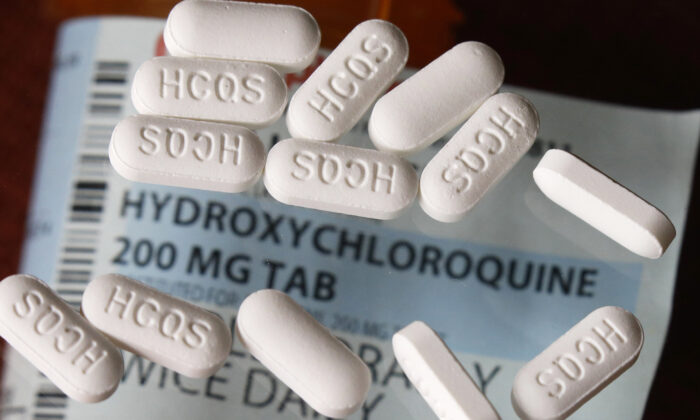 An arrangement of hydroxychloroquine pills in Las Vegas on April 6, 2020. (John Locher/AP Photo)