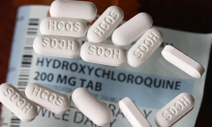 An arrangement of hydroxychloroquine pills in Las Vegas, Nev., on April 6, 2020. (John Locher/AP Photo)