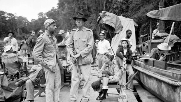 The African Queen-Bogart and Huston on set