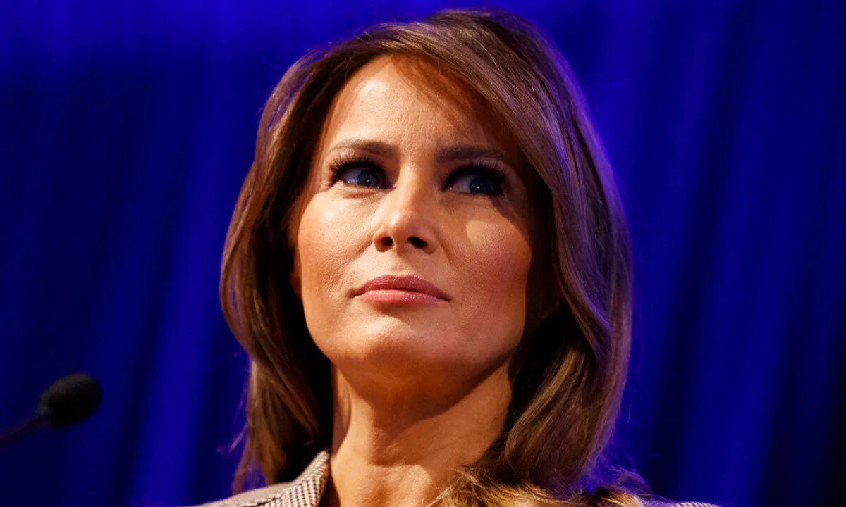 First Lady Melania Trump pauses as she speaks at the at the National PTA Legislative Conference in Alexandria, Va., on March, 10, 2020. (Carolyn Kaster/AP Photo) 