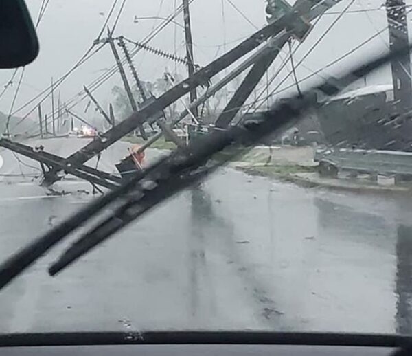 Power lines storm damage