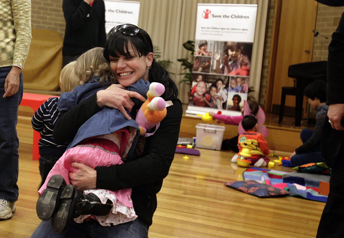 MELBOURNE, AUSTRALIA - JUNE 04: In this handout photo provided by Save The Children, American actress Pauley Perrette, better known as forensic expert Abby Sciuto in the TV show NCIS. (Photo by Luis Ascui/Save The Children via Getty Images)