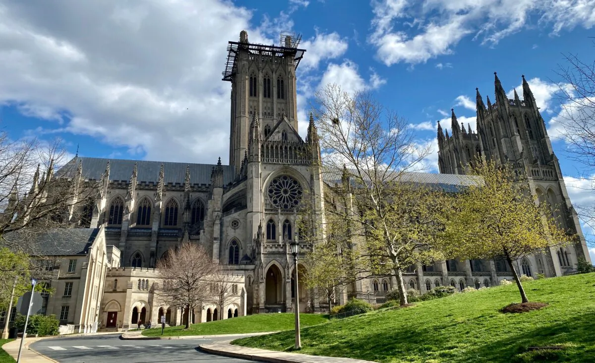 The Washington National Cathedral is closed on Good Friday due to coronavirus pandemic, on April 10, 2020. (Daniel Slim/AFP via Getty Images)