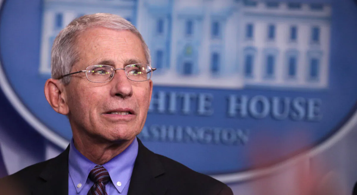 National Institute of Allergy and Infectious Diseases Director Dr. Anthony Fauci listens during the daily coronavirus briefing in the Brady Press Briefing Room at the White House in Washington on April 9, 2020. (Alex Wong/Getty Images)