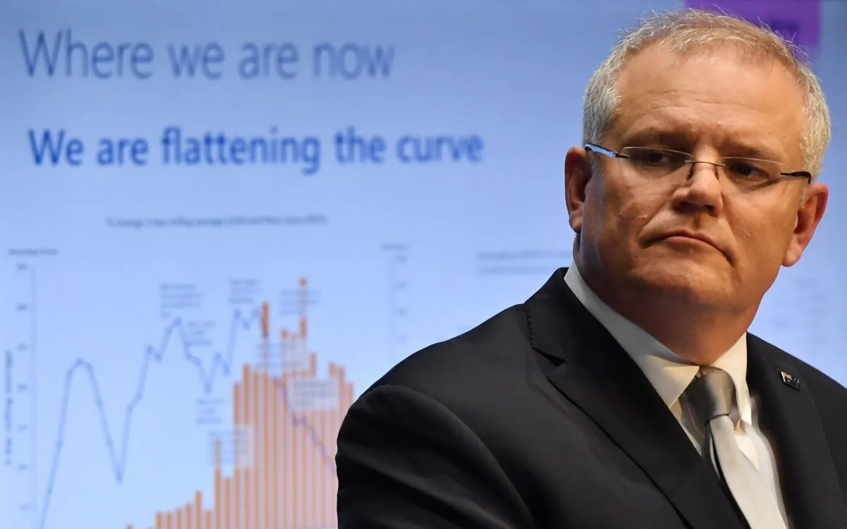 Prime Minister Scott Morrison during a press conference for COVID-19 response Canberra, April 7, 2020. (Sam Mooy/Getty Images)