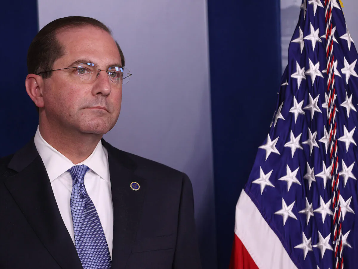 Secretary of Health and Human Services Alex Azar attends the White House coronavirus task force briefing in Washington on April 3, 2020. (Win McNamee/Getty Images)