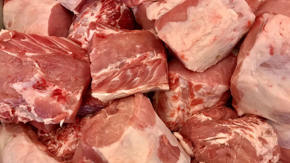 Raw Pork meat skin at a supermarket. (Shutterstock )