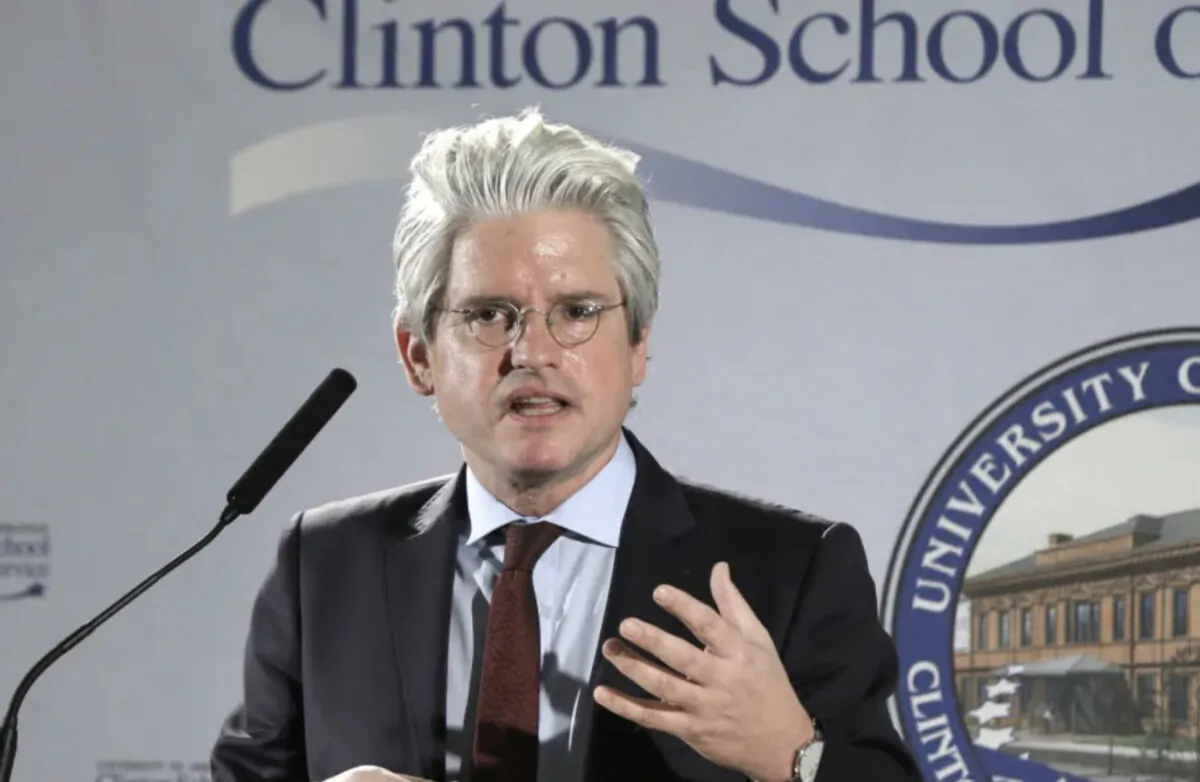 David Brock speaks at the Clinton School of Public Service in Little Rock, Ark., on March 25, 2014. (AP Photo/Danny Johnston)