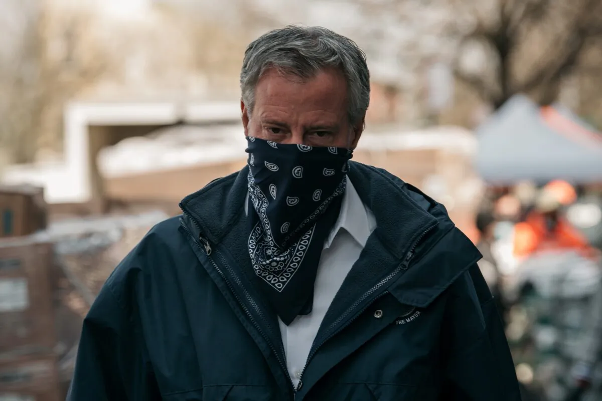 New York City Mayor Bill de Blasio in New York City on April 14, 2020. (Scott Heins/Getty Images)
