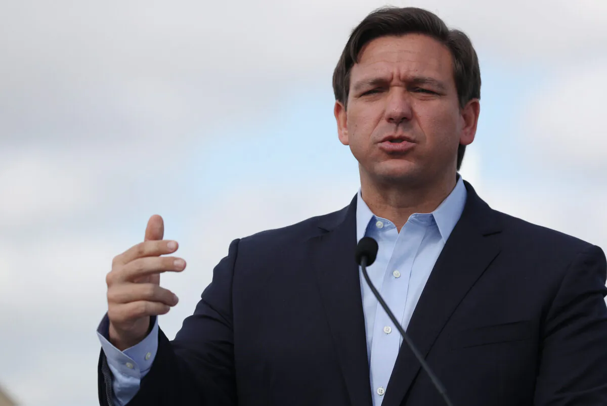 Florida Gov. Ron DeSantis speaks during a news conference in Miami Gardens on March 30, 2020. (Joe Raedle/Getty Images)