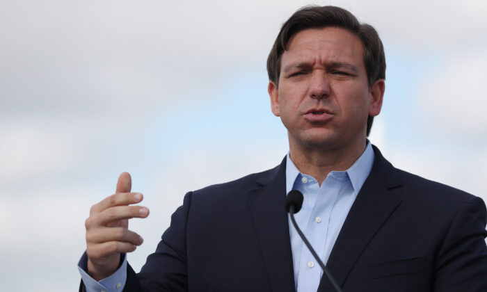 Florida Gov. Ron DeSantis speaks during a news conference in Miami Gardens on March 30, 2020. (Joe Raedle/Getty Images)