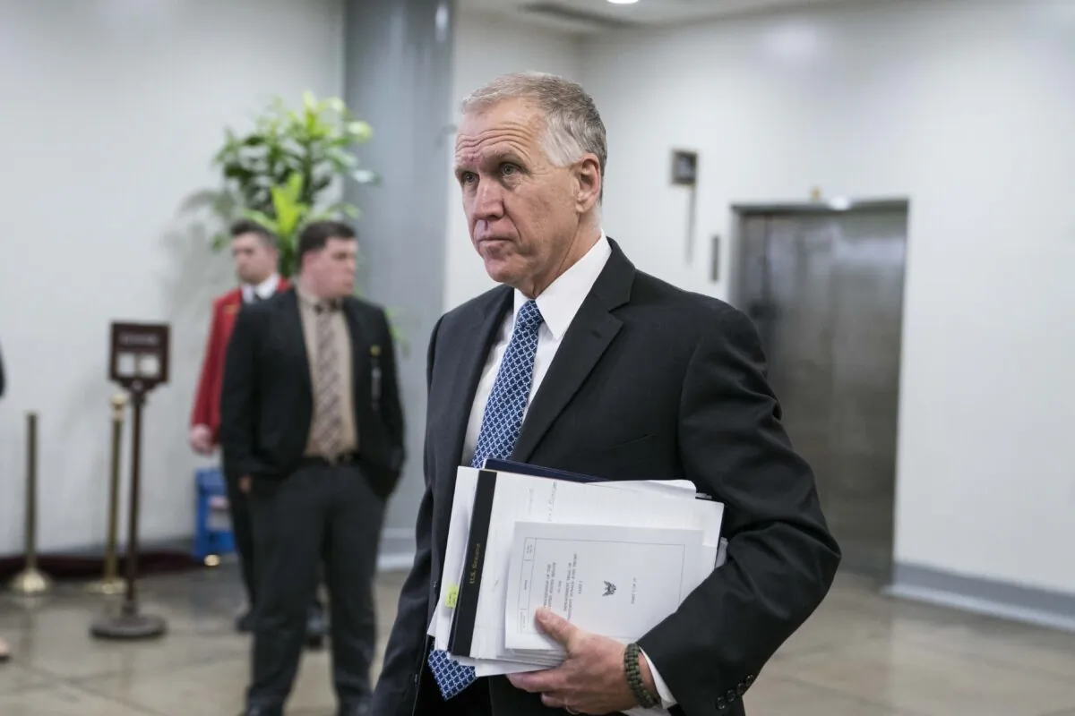 Sen. Thom Tillis (R-N.C.) walks to the Senate subway in the U.S. Capitol in Washington on Feb. 3, 2020. (Sarah Silbiger/Getty Images)