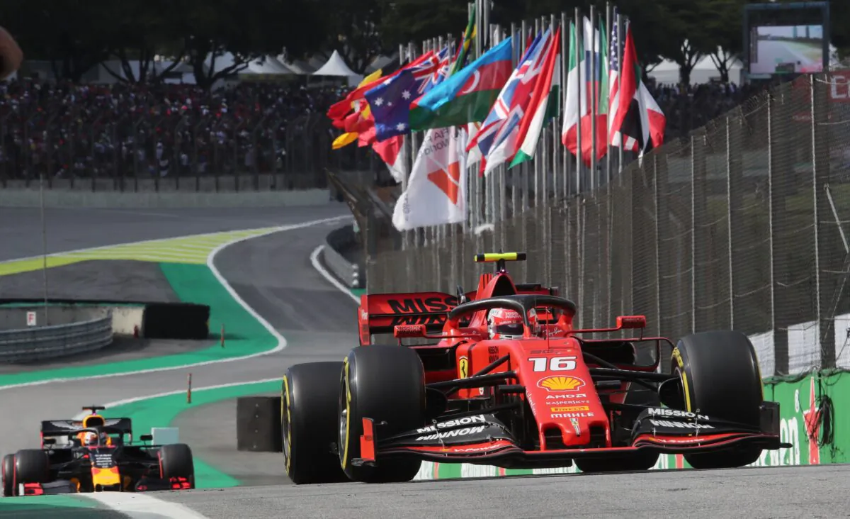 Ferrari's Monaco driver Charles Leclerc competes in the qualifying session of the Formula One Brazilian Grand Prix, at the Interlagos racetrack in Sao Paulo, Brazil, on Nov. 16, 2019. (Amanda Perobelli/POOL/AFP via Getty Images)