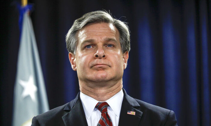 FBI Director Christopher Wray in Detroit, Michigan, on Dec. 18, 2019. (Bill Pugliano/Getty Images)