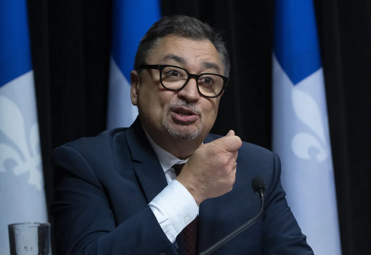 Horacio Arruda, Quebec director of National Public Health responds to reporters during a news conference on the COVID-19 pandemic, at the legislature in Quebec City, on April 16, 2020. (Jacques Boissinot/The Canadian Press)