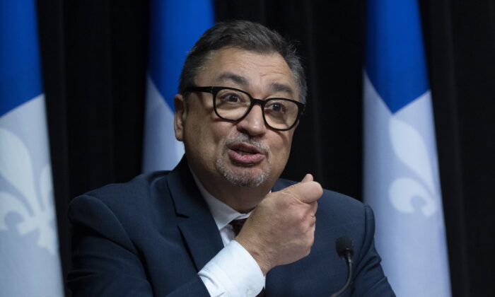 Horacio Arruda, Quebec director of National Public Health responds to reporters during a news conference on the COVID-19 pandemic, at the legislature in Quebec City, on April 16, 2020. (Jacques Boissinot/The Canadian Press)