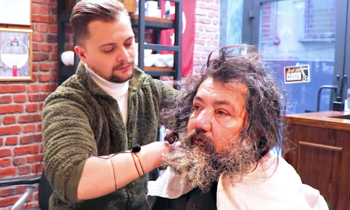Barber Gives Homeless Man His First Haircut In Years