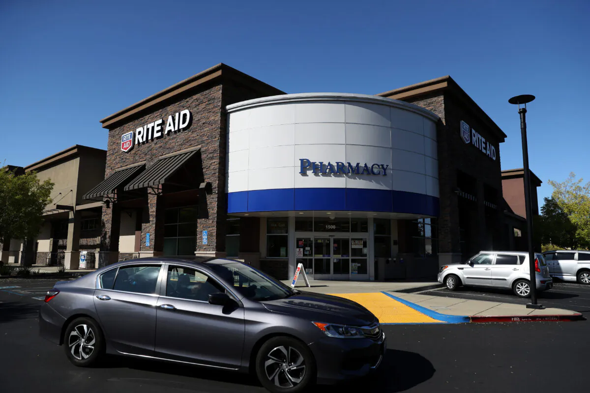 The Rite Aid log is displayed on the exterior of a Rite Aid pharmacy in San Rafael, California, on Sept. 26, 2019. (Justin Sullivan/Getty Images)
