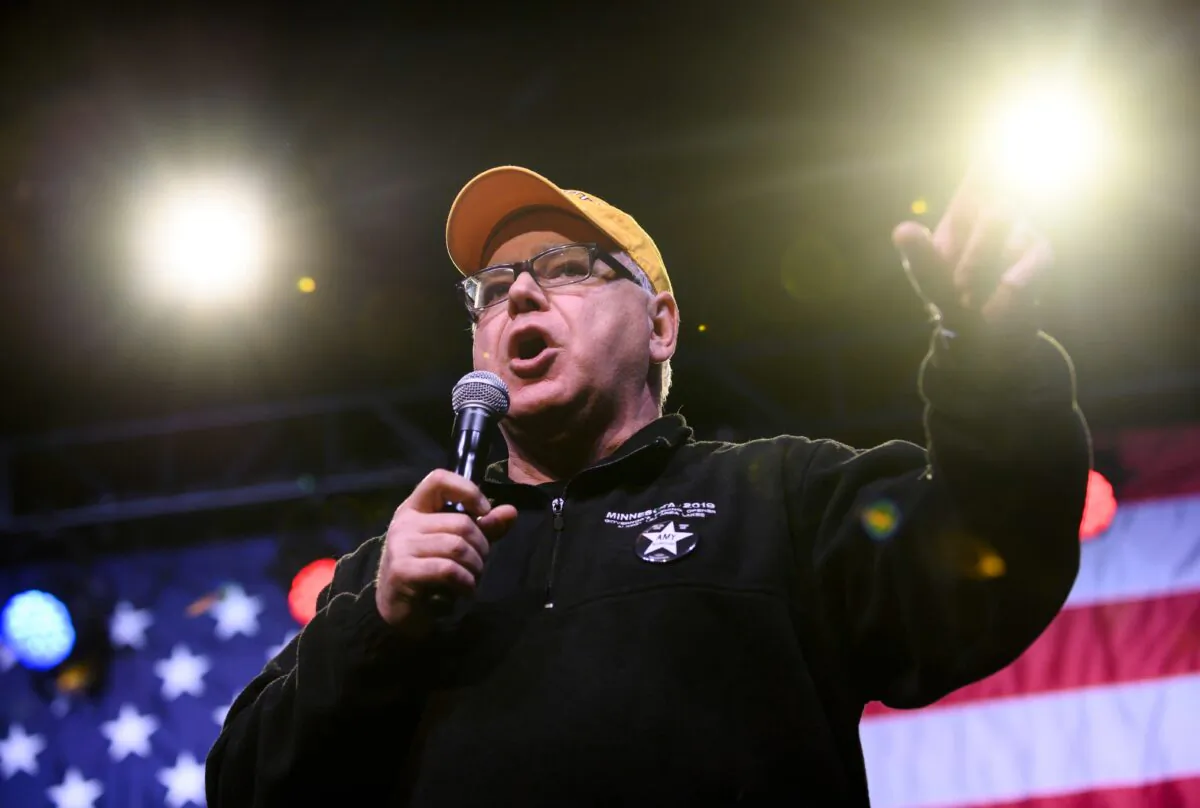 Minnesota Gov. Tim Walz during a campaign rally at First Avenue in Minneapolis on Jan. 17, 2020. (Stephen Maturen/Getty Images)