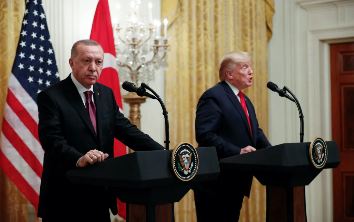 President Donald Trump and Turkey's President Tayyip Erdogan hold a during a joint news conference at the White House on Nov. 13, 2019. REUTERS/Tom Brenner