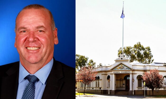 Councillor Paul Funnell from the City of Wagga Wagga, NSW, Australia (Courtesy of Paul Funnell) (L) Wagga Wagga Historic Council Chambers on May 5, 2019. (Jenny Evans/Getty Images) (R)
