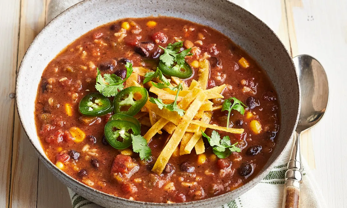Vegetarian tortilla soup. (Courtesy of From Freezer to Cooker) 