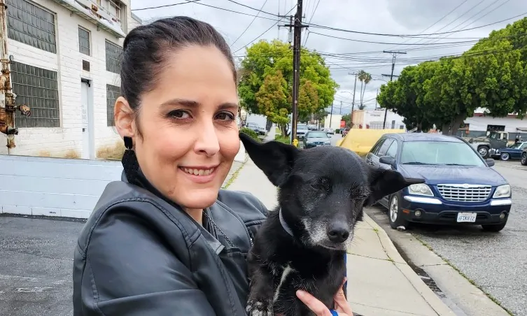 April Misloski, with her new pet, an 11-year-old Dachshund-mix from the Society for the Prevention of Cruelty to Animals (SPCA) in Los Angeles. (Courtesy of April Misloski)