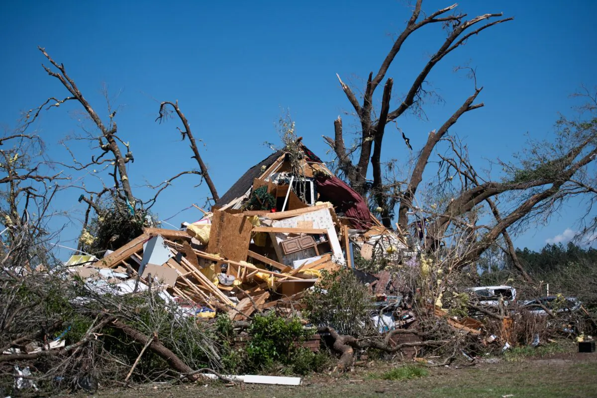A home destroyed by a tornado is shown near Nixville, S.C. on April 13, 2020. (Sean Rayford/Getty Images)