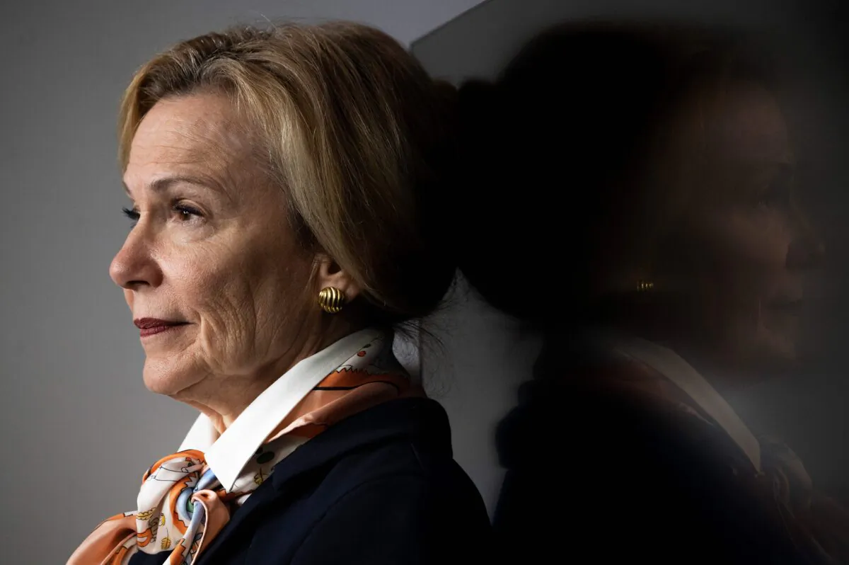 Coronavirus Response Coordinator Dr. Deborah Birx listens as President Donald Trump speaks during a Coronavirus Task Force press briefing at the White House in Washington on April 18, 2020. (Jim Watson/AFP via Getty Images)