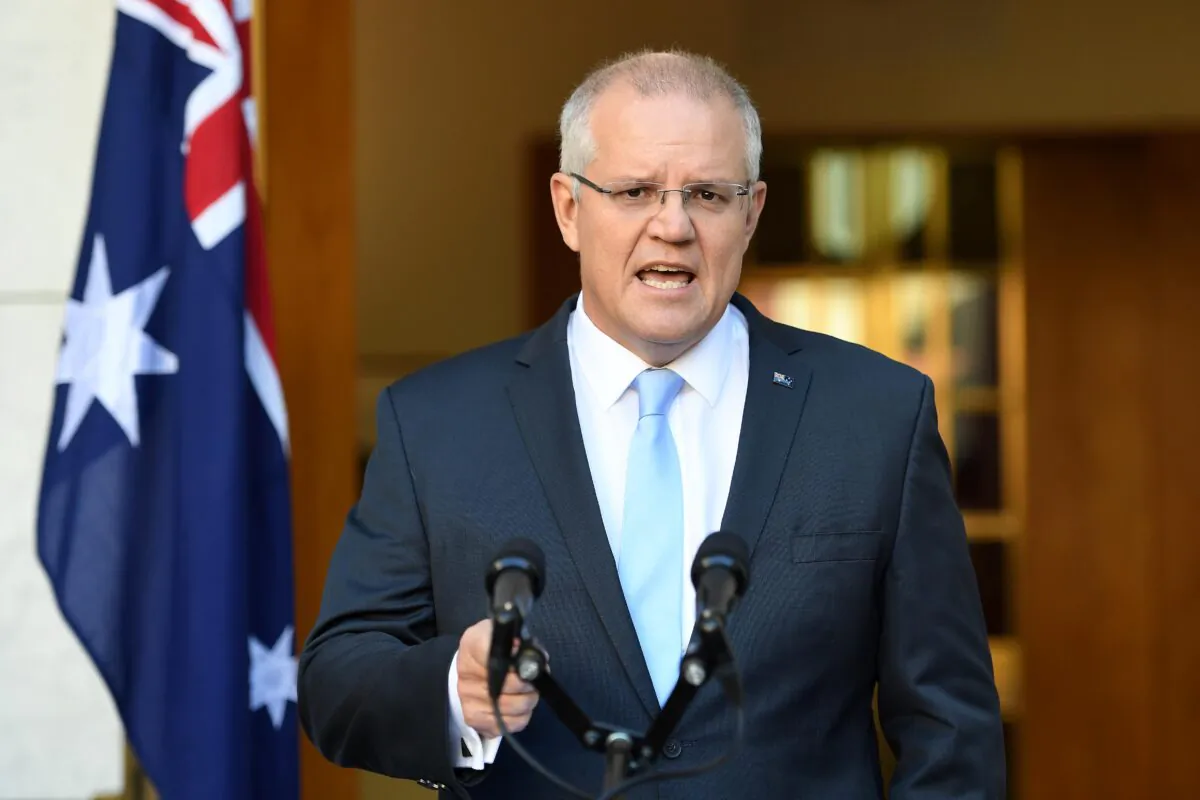 Australian Prime Minister Scott Morrison talks to the media at Parliament House on April 11, 2019 in Canberra, Australia.(Tracey Nearmy/Getty Images)