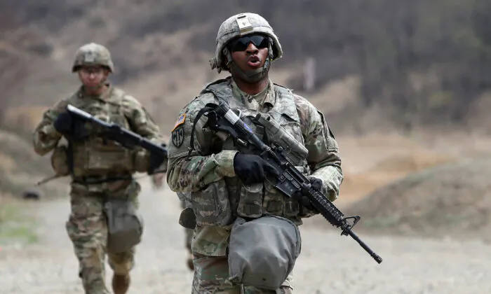 U.S. soldiers from 2nd Infantry Division at the Rodriguez Range in Pocheon, South Korea, on April 16, 2019. (Chung Sung-Jun/Getty Images)