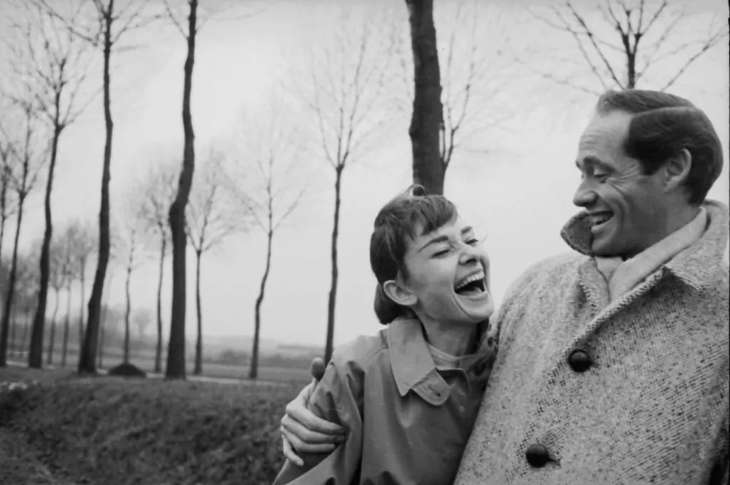 Actress Audrey Hepburn (1929-1993) was a big proponent of laughing, saying, " It cures a multitude of ills." Above, Hepburn with her husband, actor Mel Ferrer (1917-2008) on a country road outside Paris, 1956. (Ed Feingersh/Michael Ochs Archives/Getty Images)