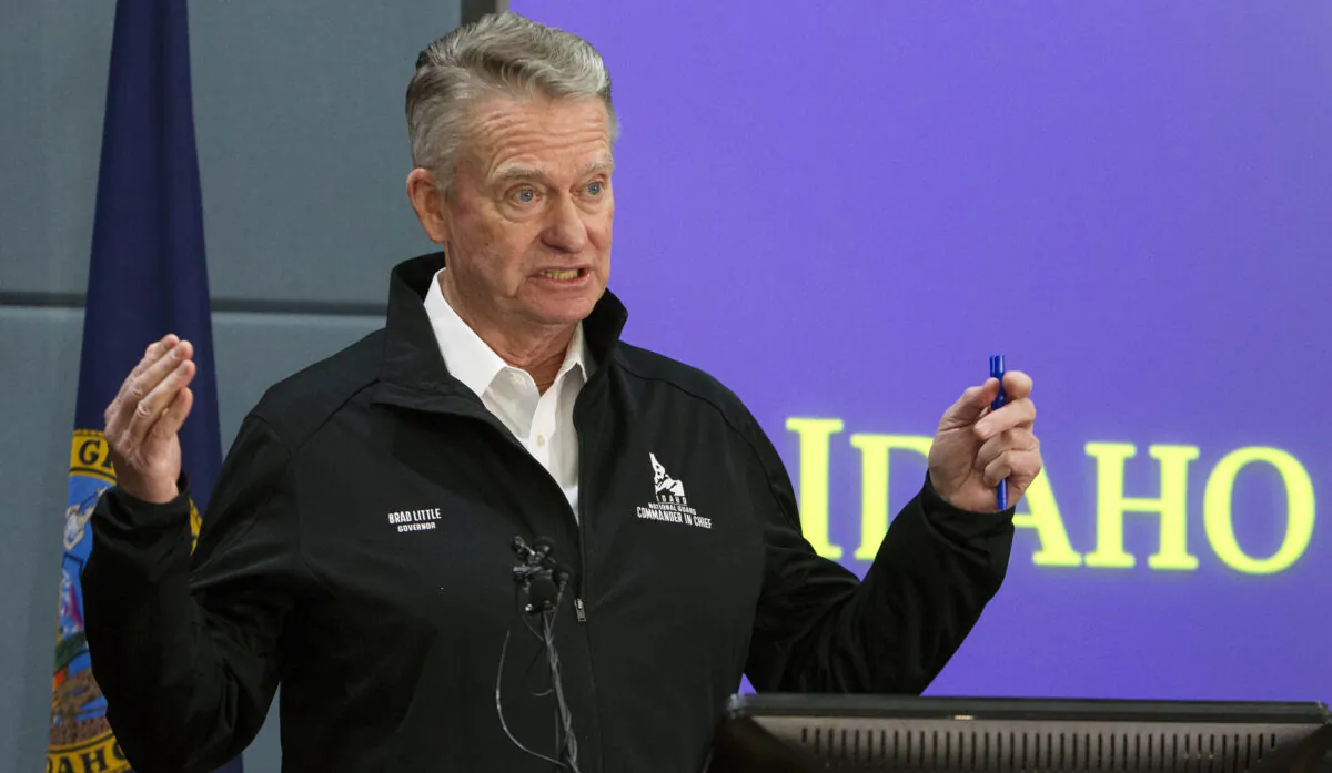 Idaho Gov. Brad Little speaks at a news conference in Boise, Idaho, on March 25, 2020. (Darin Oswald/Idaho Statesman via AP, File)