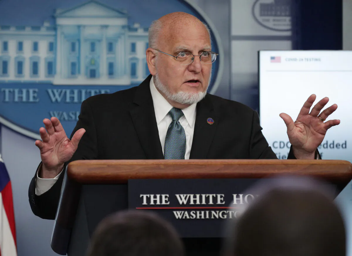 Dr. Robert Redfield, director of the Centers for Disease Control and Prevention, speaks during the daily briefing of the White House Coronavirus Task Force, at the White House in Washington on April 17, 2020. (Alex Wong/Getty Images)