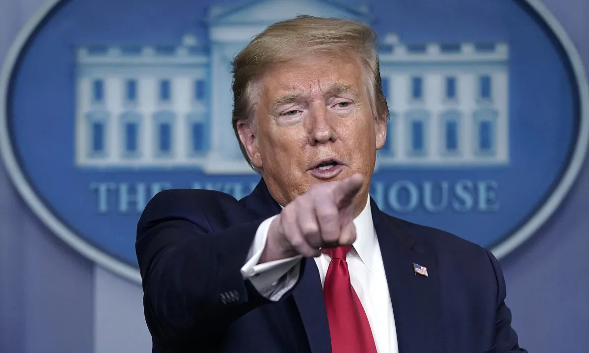 President Donald Trump speaks during the daily briefing of the coronavirus task force at the White House in Washington on April 22, 2020. (Drew Angerer/Getty Images)