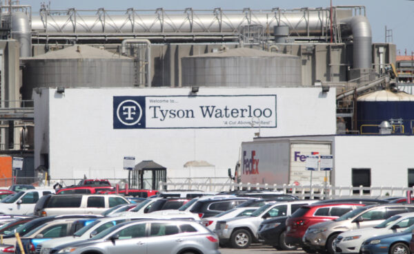 A Tyson Fresh Meats plant stands in Waterloo