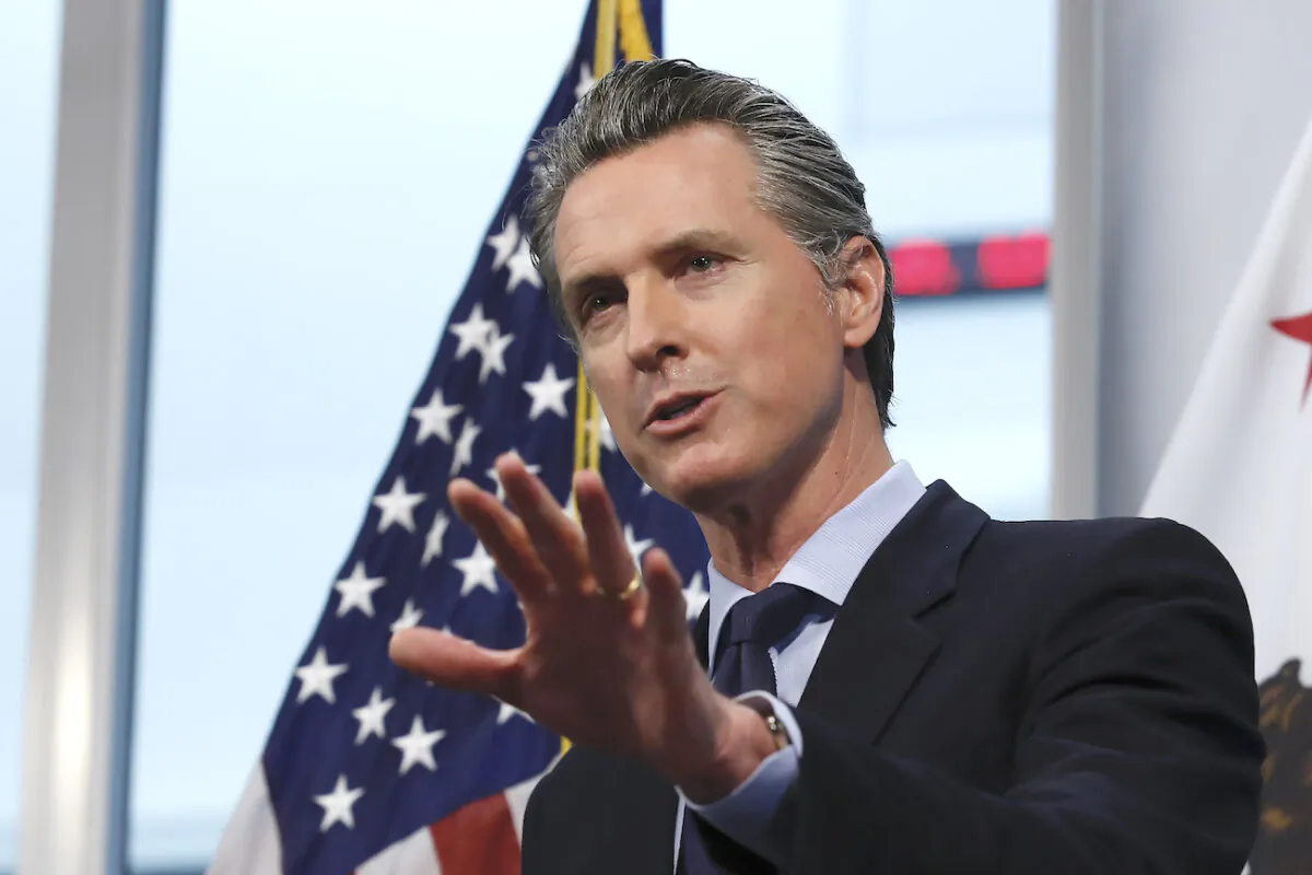 California Gov. Gavin Newsom speaks at a news briefing in Rancho Cordova, Calif., on April 9, 2020. (Rich Pedroncelli/AP Photo/Pool)