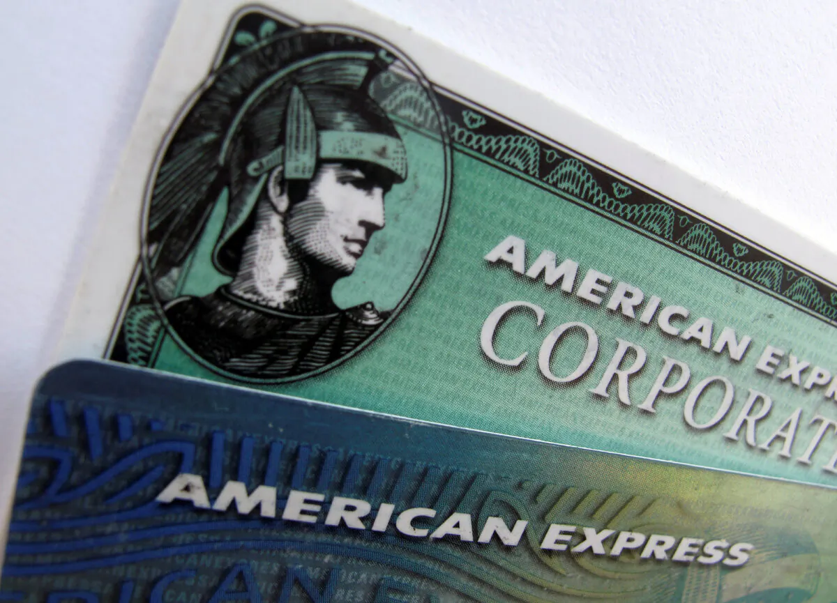 American Express and American Express corporate cards are pictured in Encinitas, California, on Oct. 17, 2011. (Mike Blake/Reuters)