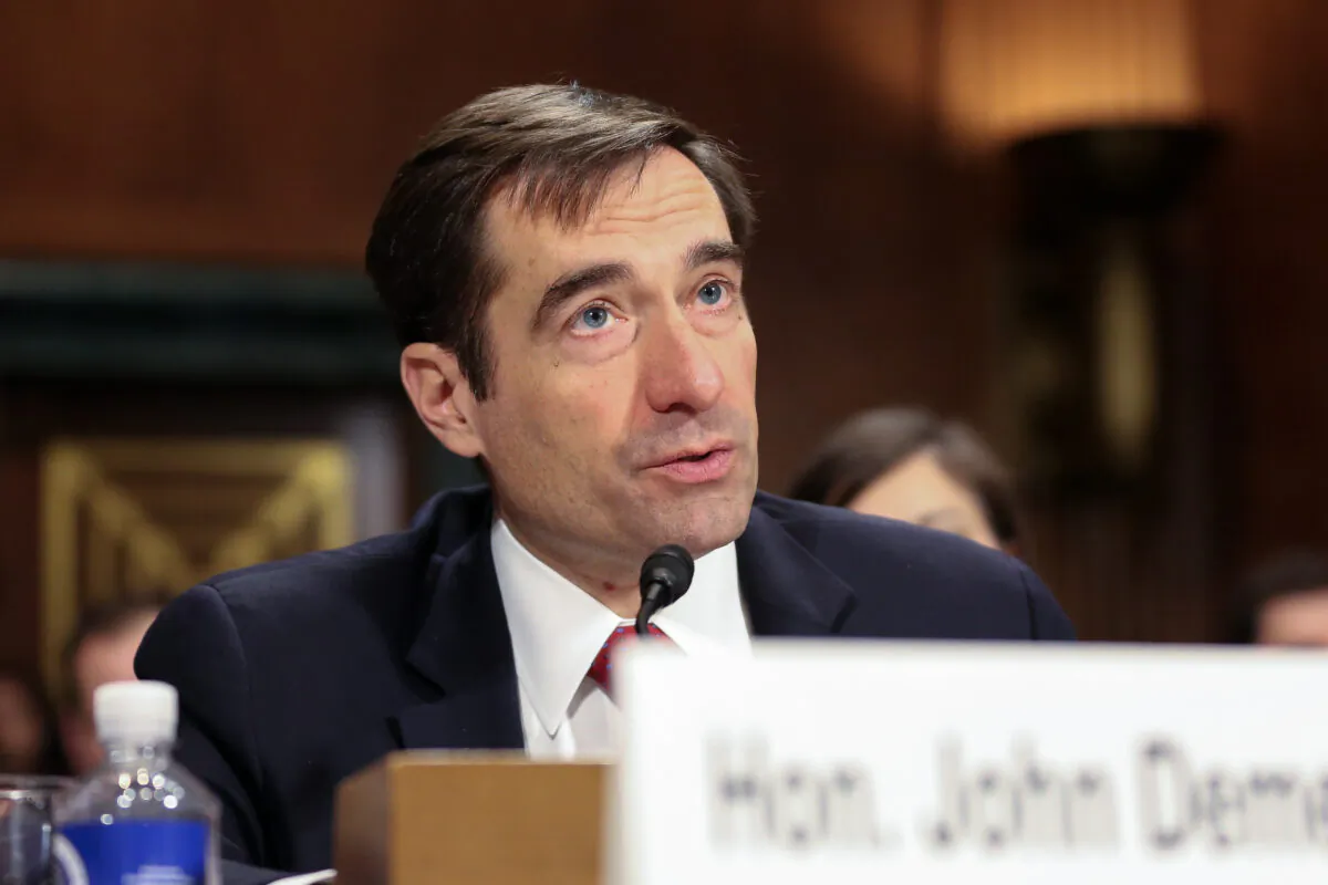 John Demers, Assistant Attorney General, National Security Division, Department of Justice, testifies at the Senate Judiciary Committee hearing on “China's Non-Traditional Espionage Against the United States: The Threat and Potential Policy Responses" in Washington on Dec. 12, 2018. (Jennifer Zeng/The Epoch Times)