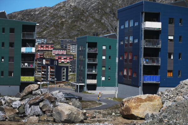 Newly built apartment buildings are seen on July 28, 2013 in Nuuk, the capital of Greenland. (Photo by (Joe Raedle/Getty Images)
