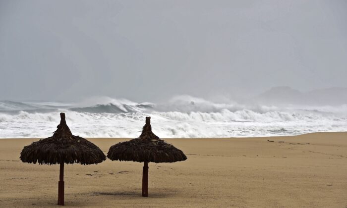 View of waves in San Jose del Cabo, Baja California State, Mexico, on Sept. 14, 2014. (Ronaldo Schemidt/AFP via Getty Images)