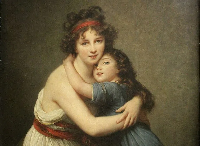 Self-portrait with her daughter Julie, 1789, by Elisabeth Louise Vigee Le Brun, Louvre Museum, Paris. (Public Domain)