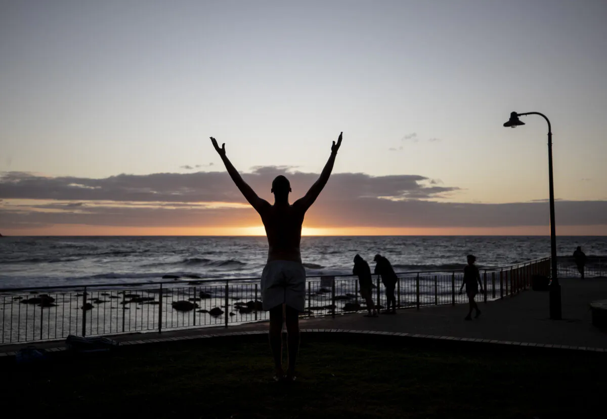 A person exercises at Bronte Beach on April 28 in Sydney, Australia, where social distancing rules are still in place.