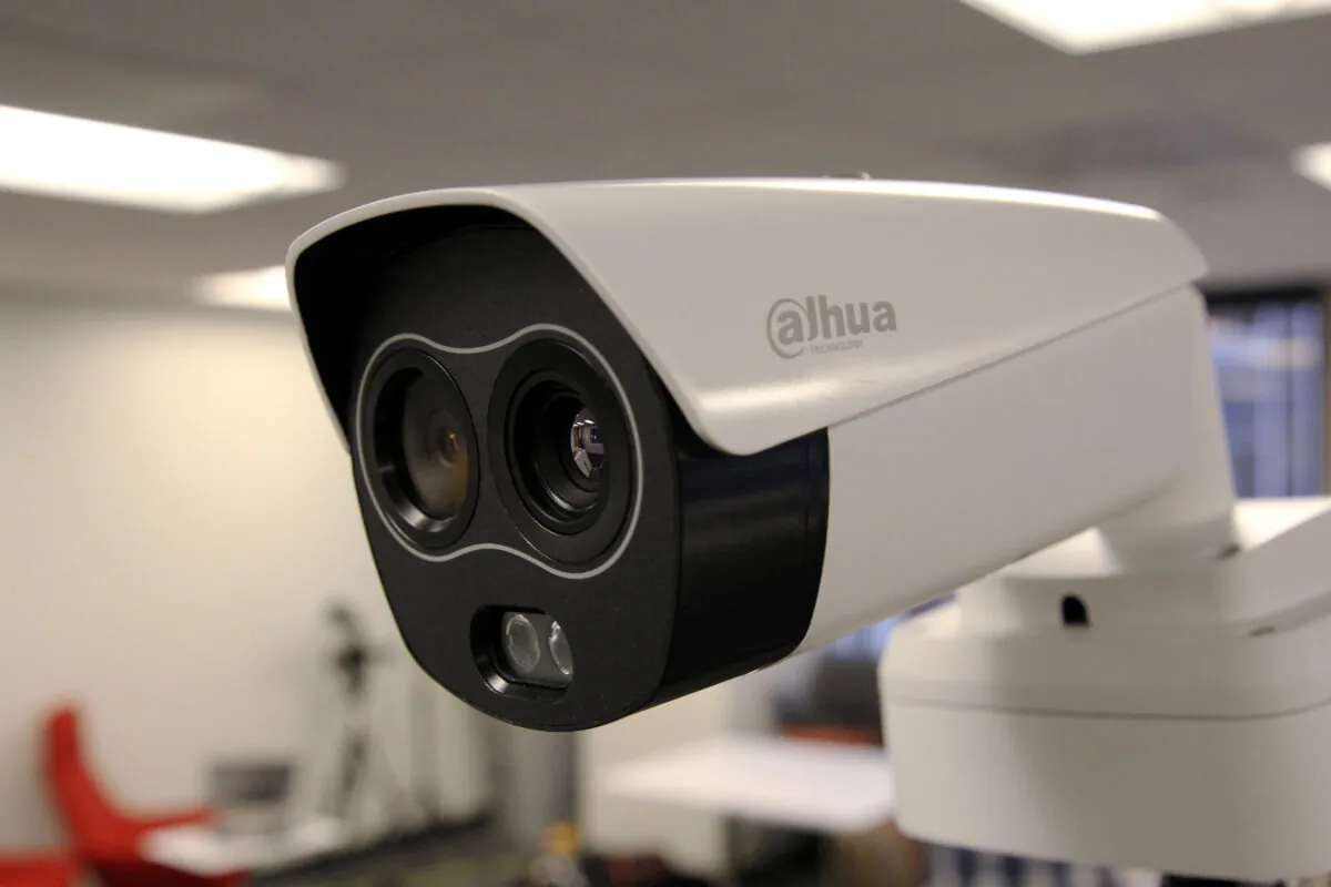 A Dahua Technology thermal imaging camera is seen during a demonstration of the camera at an office in San Francisco, Calif., on April 24, 2020. (Nathan Frandino/ Reuters)