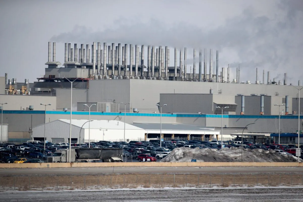 Smoke rises from Fiat Chryslers's Belvidere Assembly Plant in Belvidere, Ill., on February 27, 2019. (Scott Olson/Getty Images)