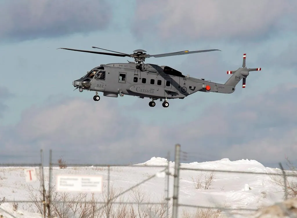 A CH-148 Cyclone maritime helicopter is seen during a training exercise at 12 Wing Shearwater near Dartmouth, N.S. on March 4, 2015. (The Canadian Press/Andrew Vaughan)