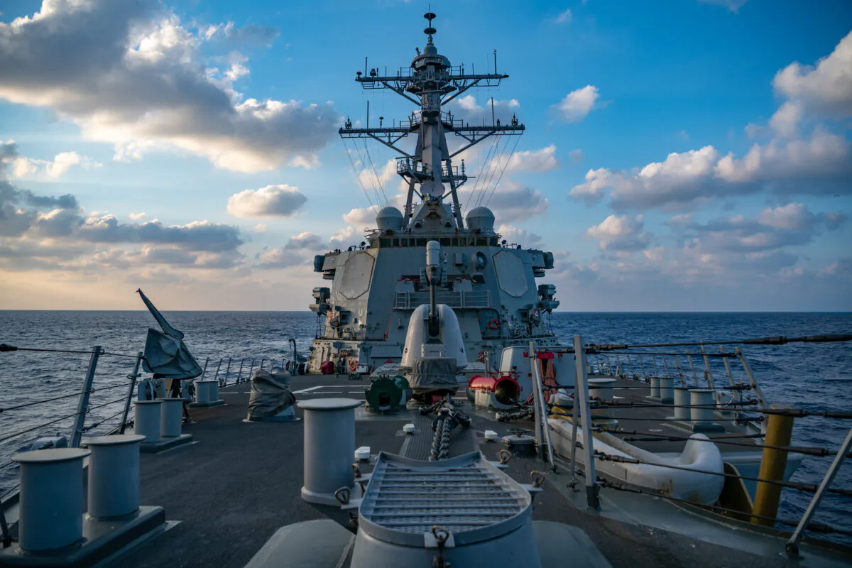 The guided missile destroyer USS Barry (DDG 52) conducts underway operations near the Paracel Islands on April 28, 2020. (U.S. Navy photo by Ens. Samuel Hardgrove)