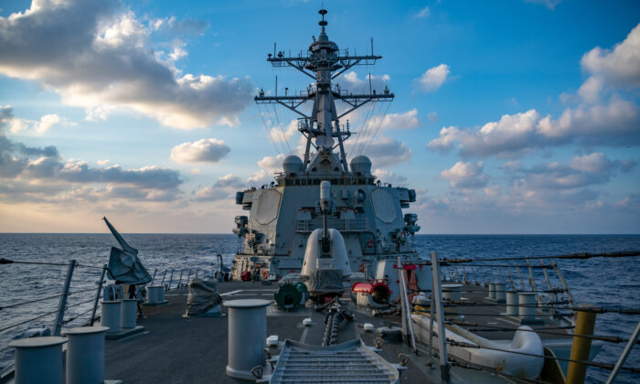 The guided missile destroyer USS Barry (DDG 52) conducts underway operations near the Paracel Islands on April 28, 2020. (U.S. Navy photo by Ens. Samuel Hardgrove)
