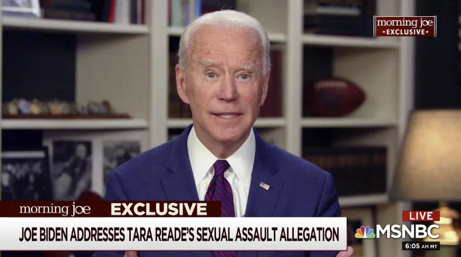 Democratic presidential candidate former Vice President Joe Biden speaks to MSNBC's Morning Joe co-host Mika Brzezinski, on May 1, 2020. (MSNBC's Morning Joe via AP)