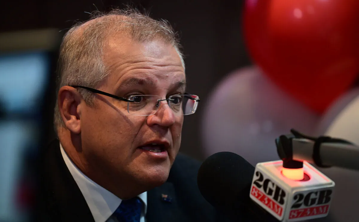 Australian Prime Minister Scott Morrison on air in Sydney, on June 1. (AAP Image/Joel Carrett)